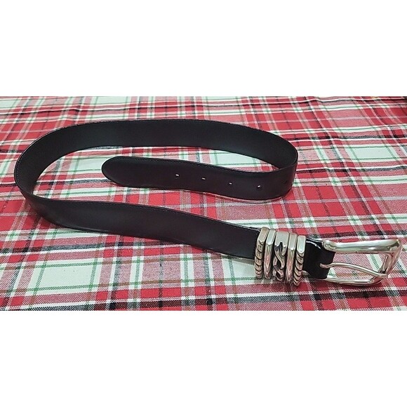 Brighton Black Leather Belt Silver Buckle Vintage Size Small 35603 main image 11